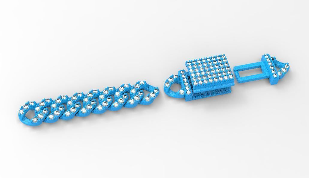 6mm cuban diamond chain design 3D print model_3