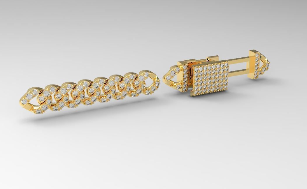 6mm cuban diamond chain design 3D print model_4