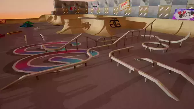 Stylized Skate Park Low-poly 3D model