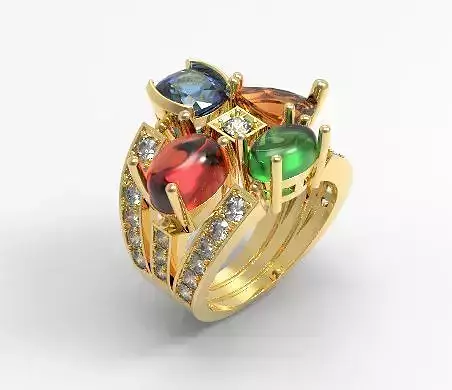 4 stones ring design
