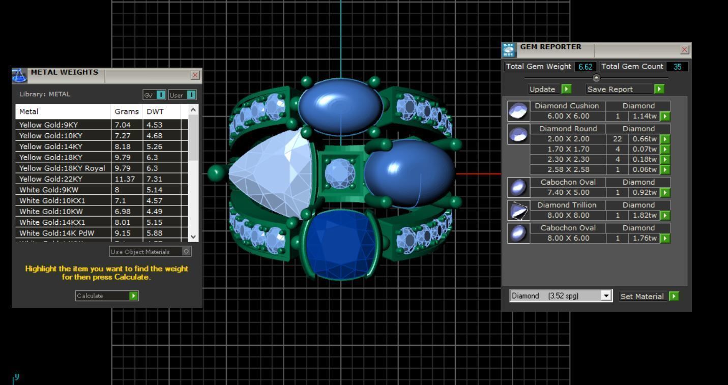 4 stones ring design 3D print model_7