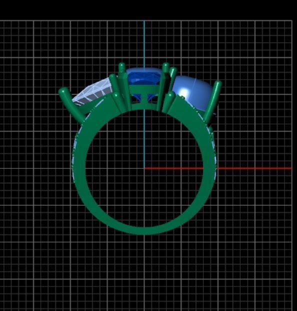 4 stones ring design 3D print model_8