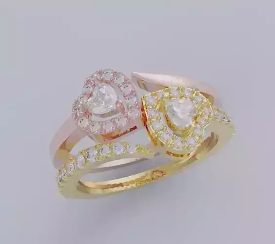 2 diamond heart ring