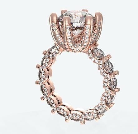 10mm diamond ring 6 prongs 3D print model