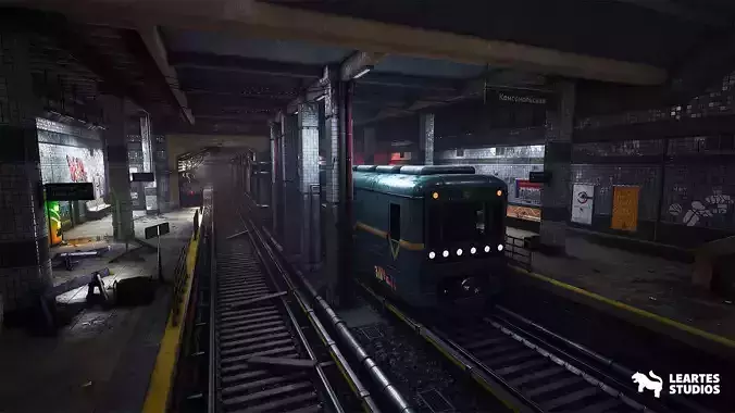 Subway Station Environment Low-poly 3D model