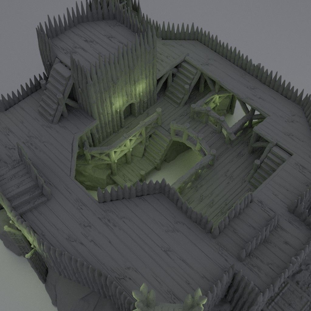 Fortified River Camp Tabletop Terrain 28 mm 3D print model_1