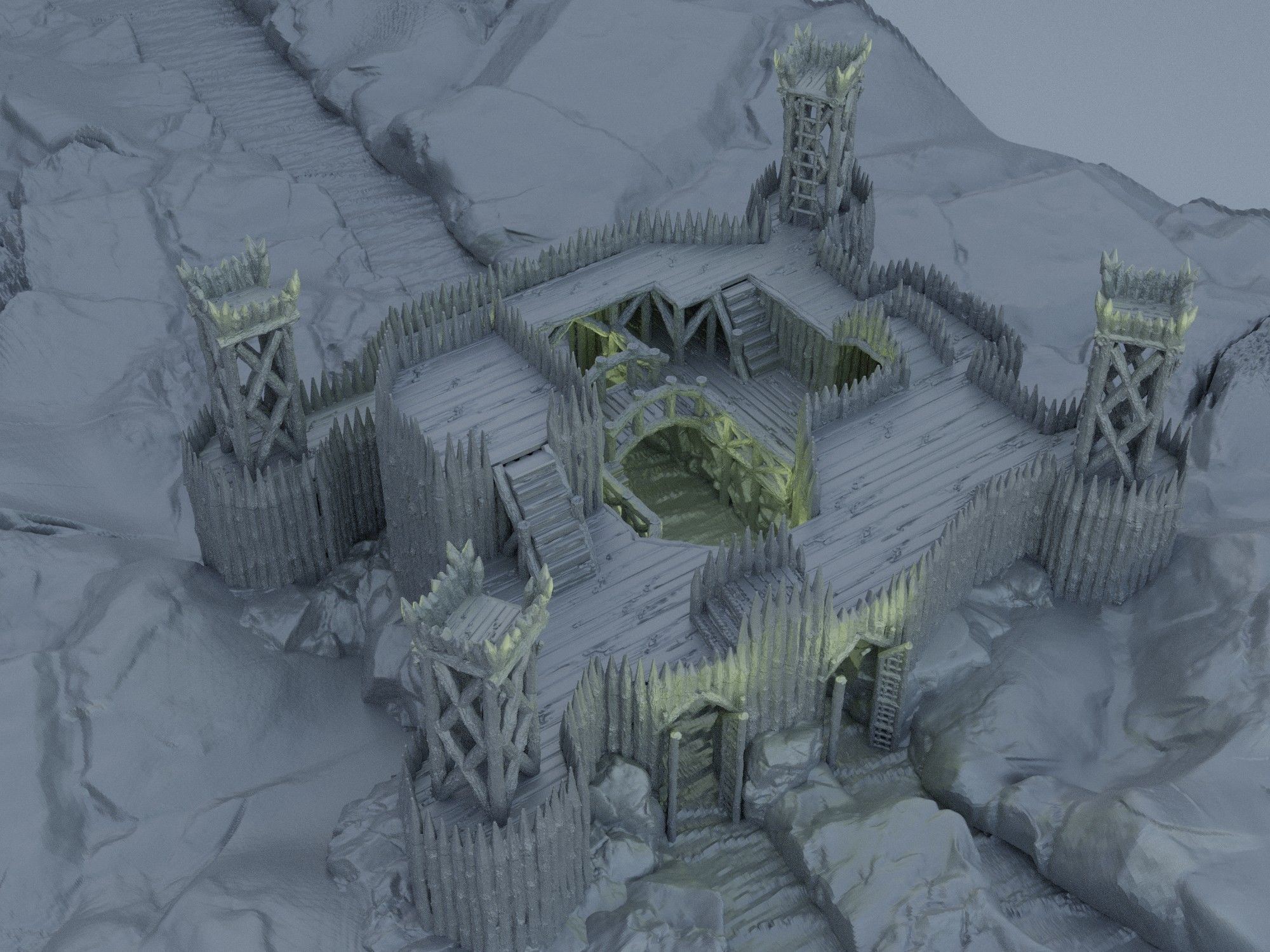 Fortified River Camp Tabletop Terrain 28 mm 3D print model_5