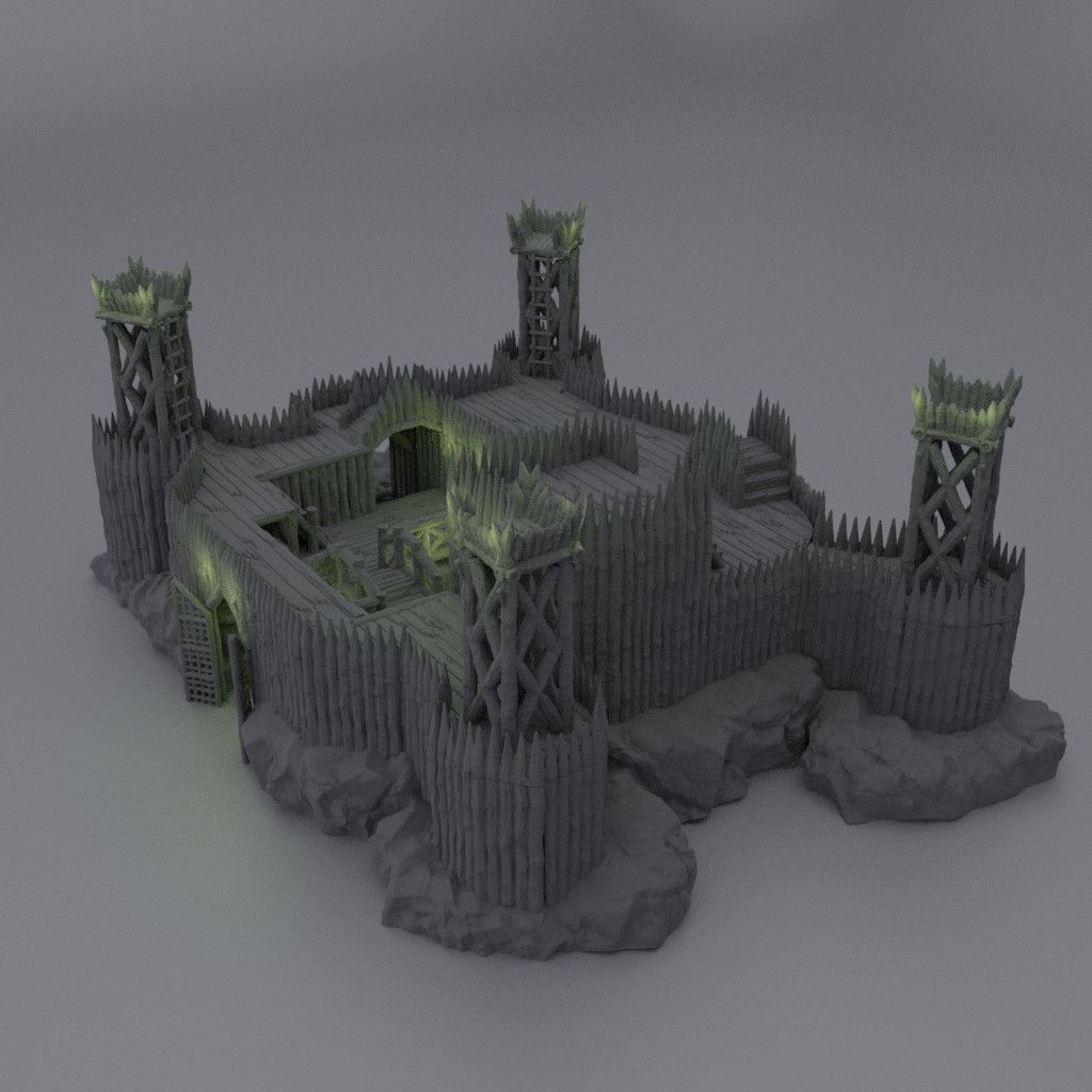 Fortified River Camp Tabletop Terrain 28 mm 3D print model_9