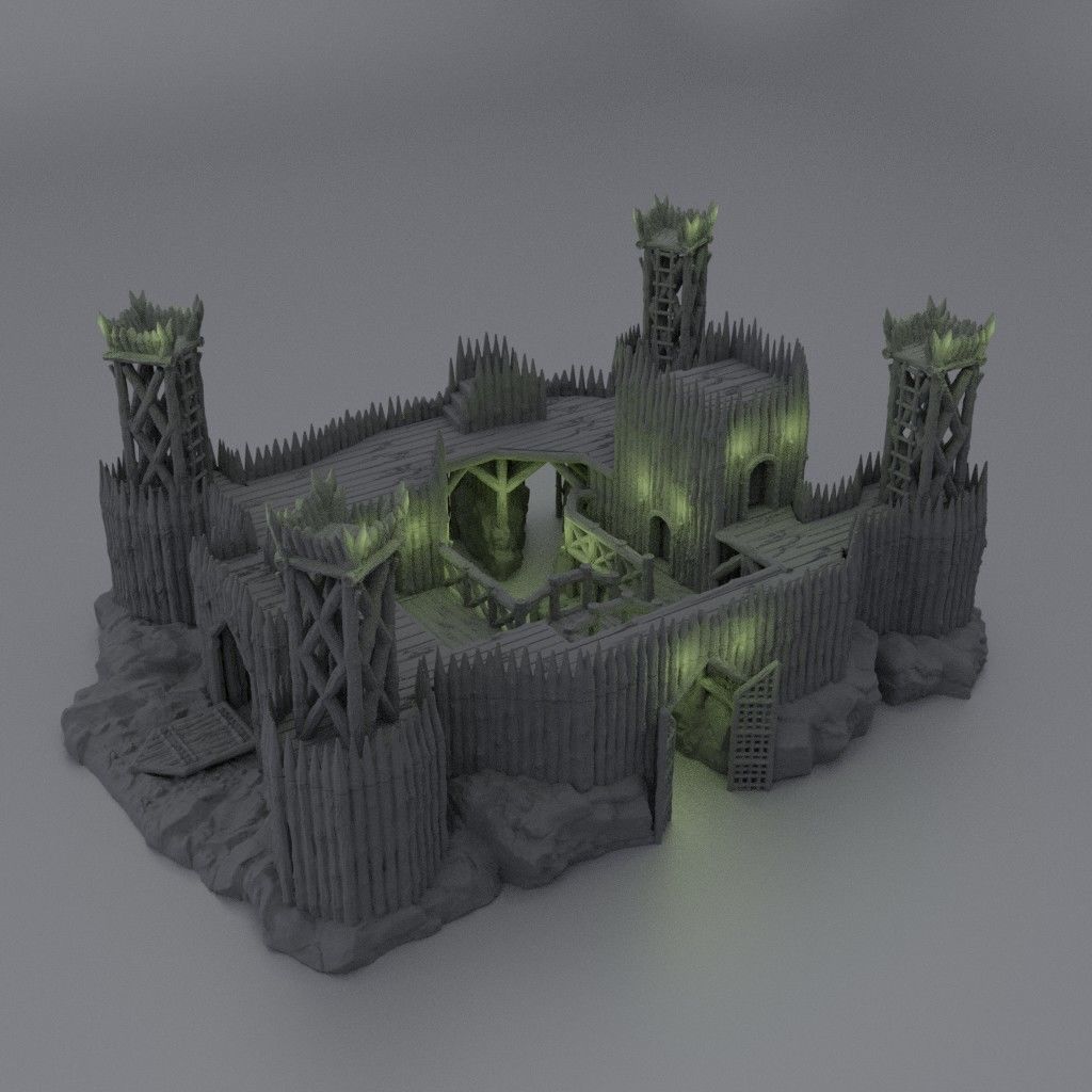 Fortified River Camp Tabletop Terrain 28 mm 3D print model_10