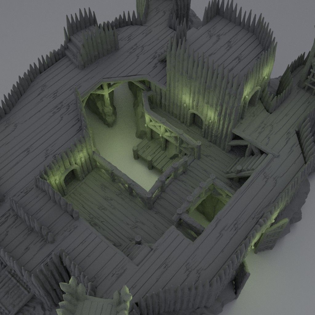 Fortified River Camp Tabletop Terrain 28 mm 3D print model_11