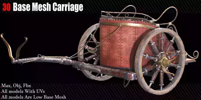 30 Carriage and wagons Base Mesh Game Ready