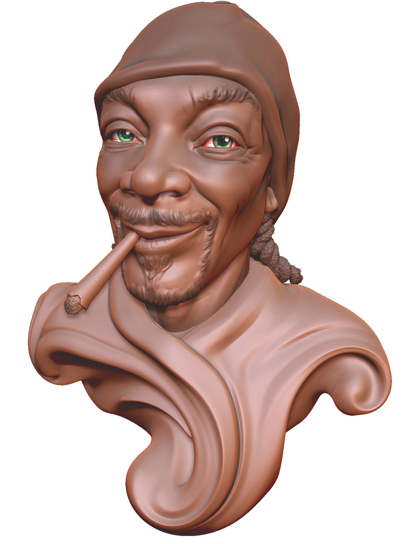 Snoop Dog Bust-FunArt For Printing 3D print model_6
