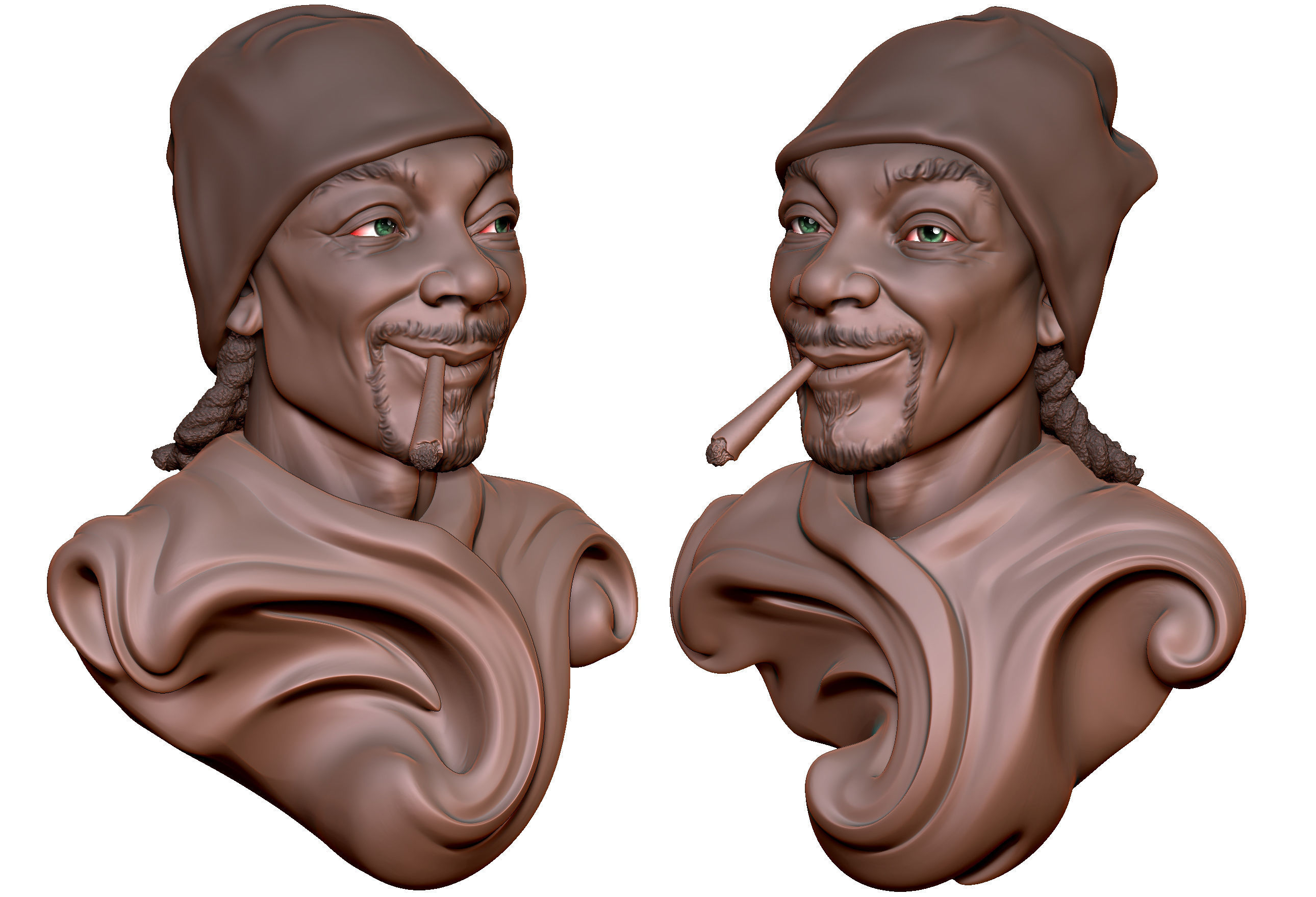 Snoop Dog Bust-FunArt For Printing 3D print model_2