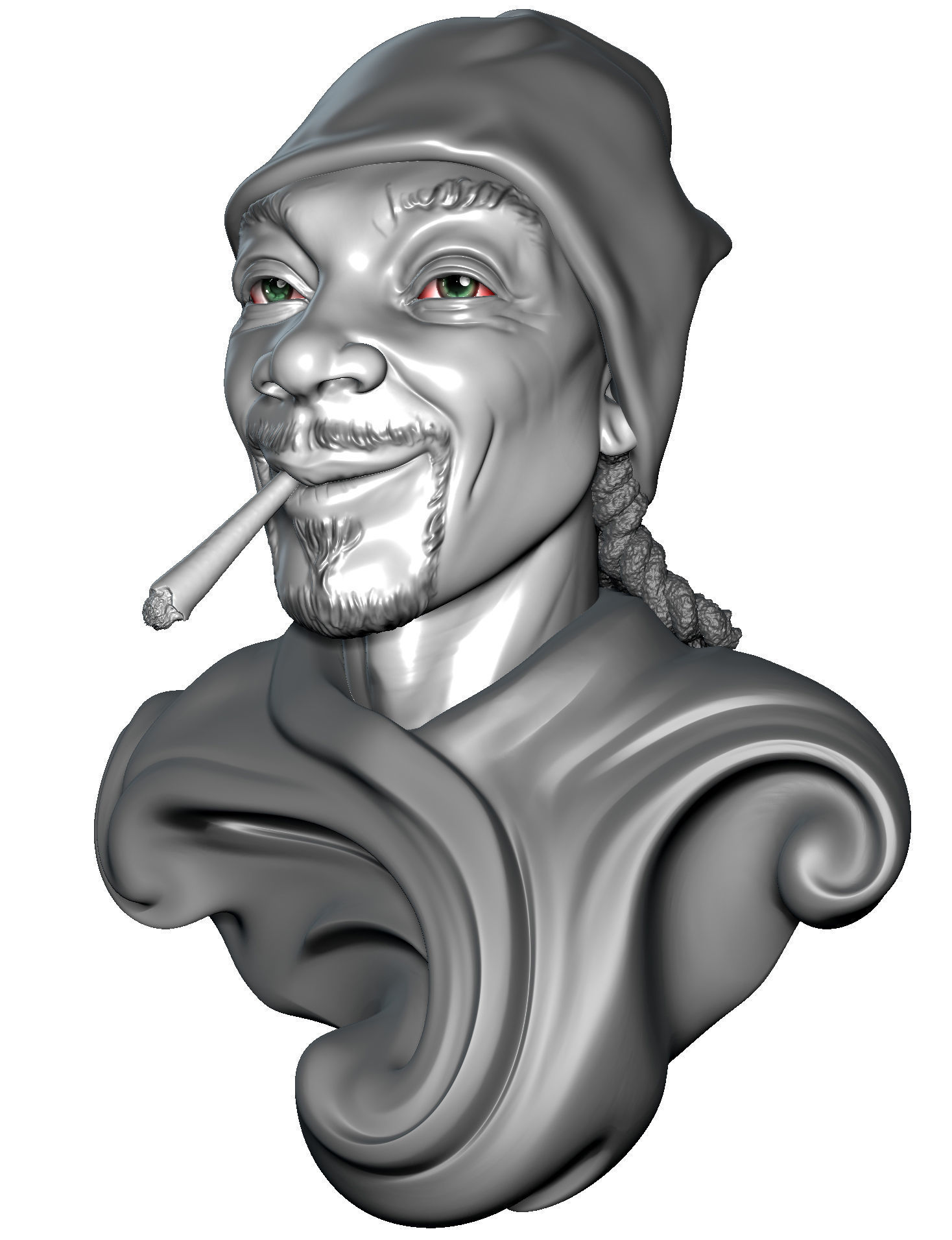 Snoop Dog Bust-FunArt For Printing 3D print model_5