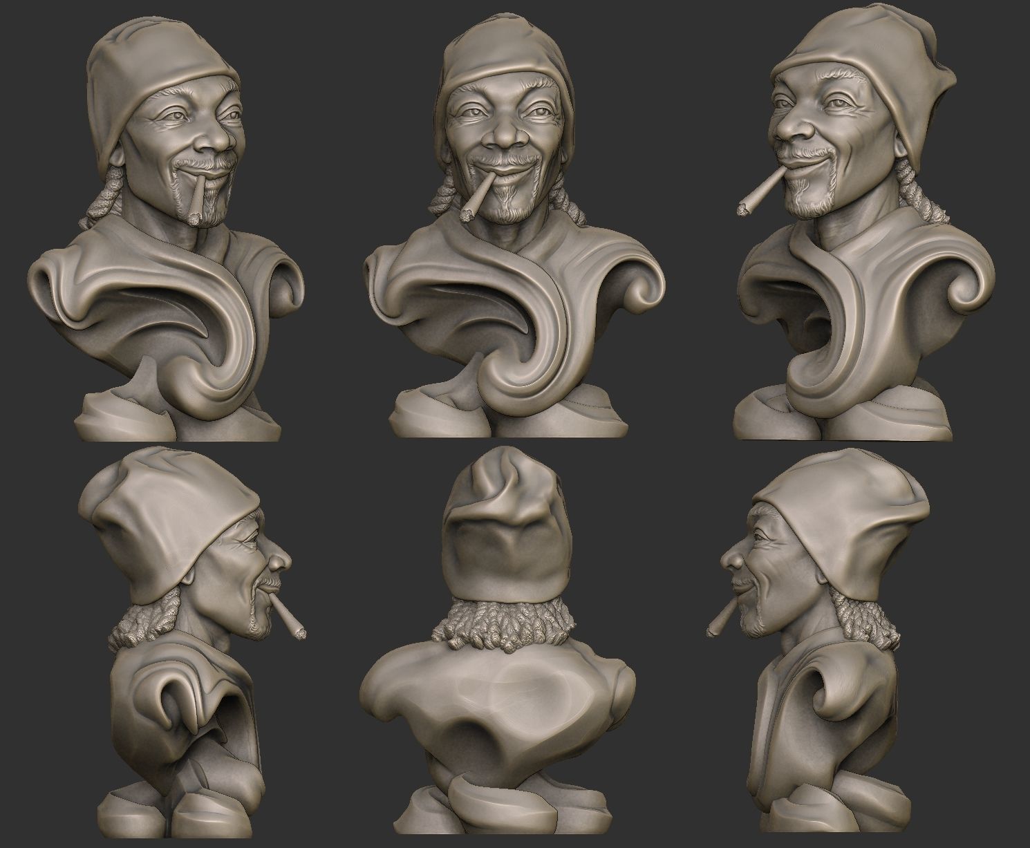 Snoop Dog Bust-FunArt For Printing 3D print model_1