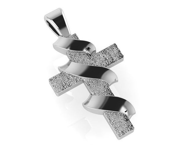 Cross With Ribbone Pendant 0186 3D print model