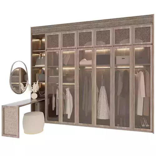 Wardrobe dressing room with mirrors and drawers