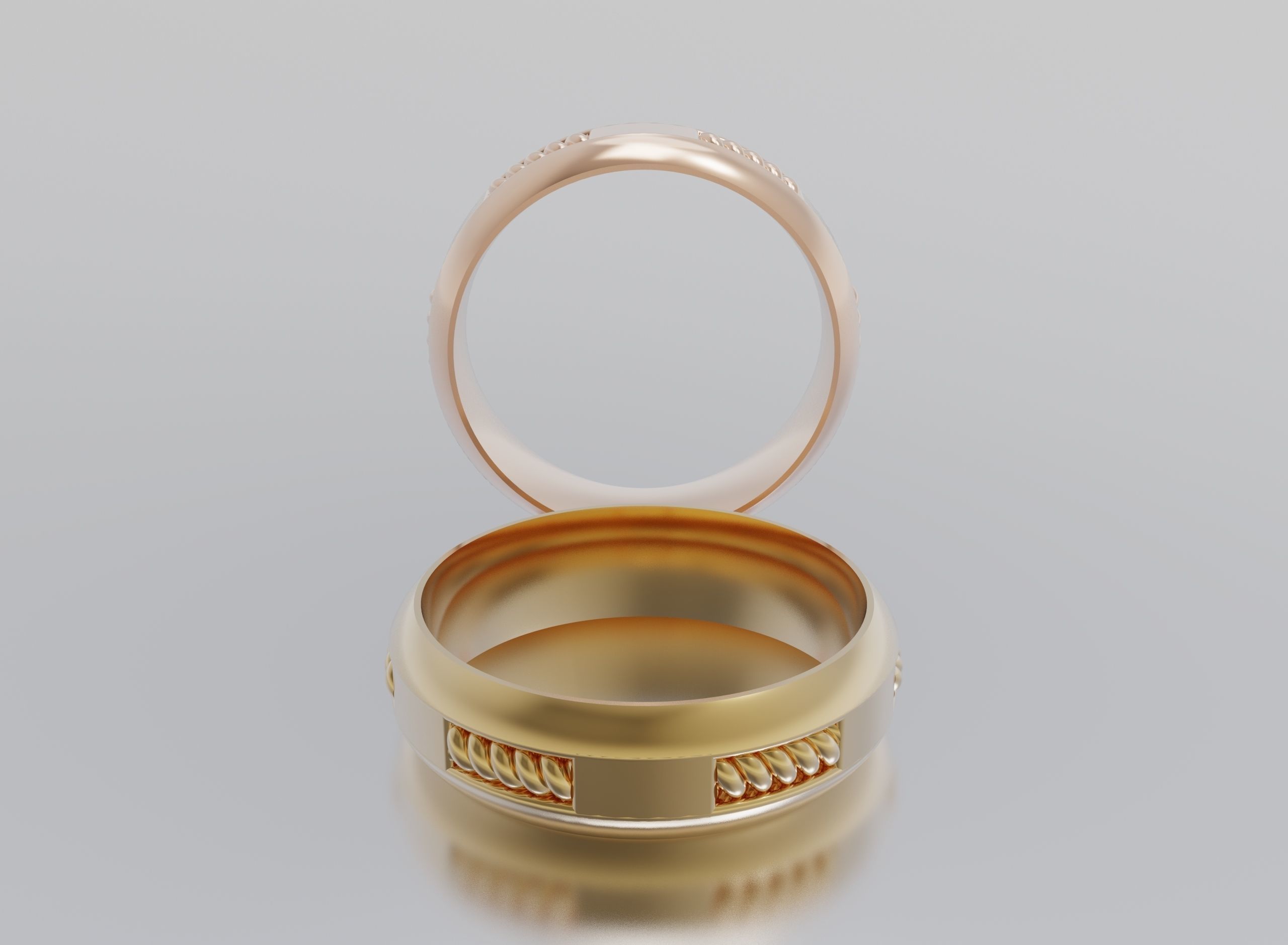 Ring ring gold wedding with diamonds 3D print model_1