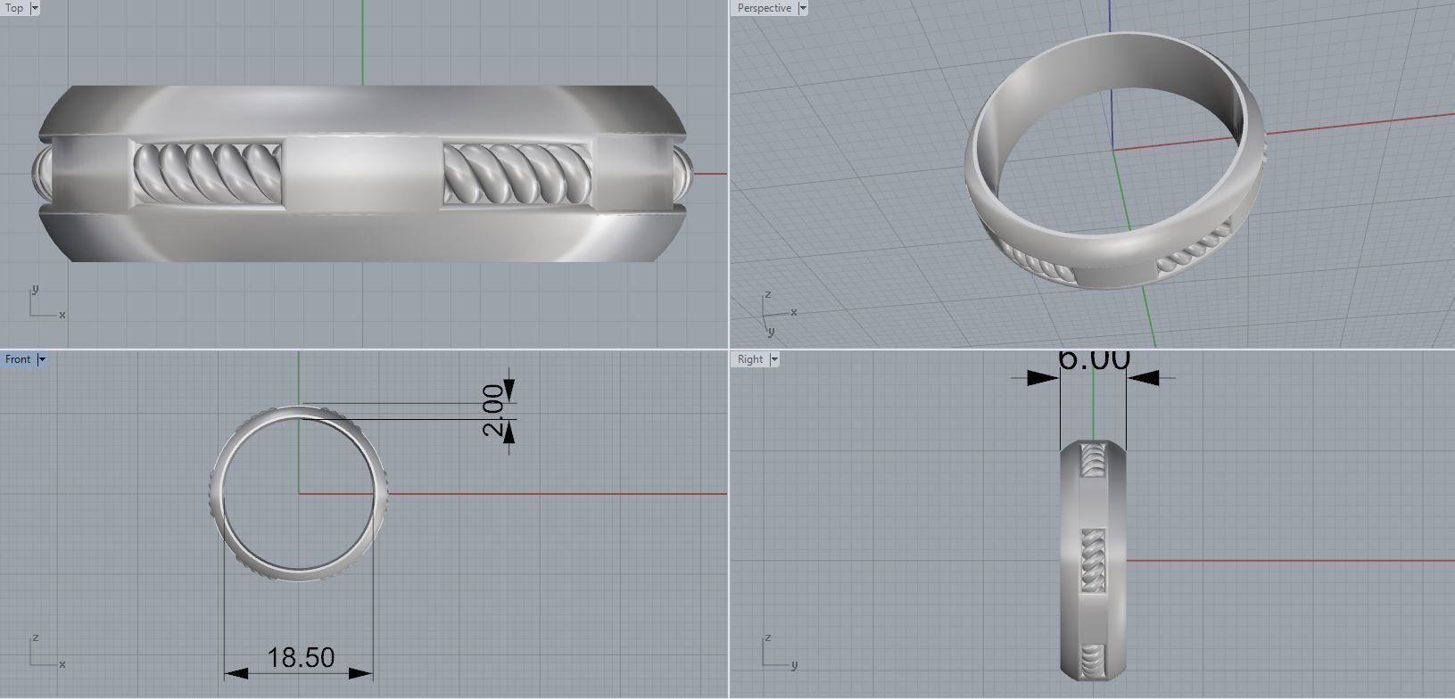Ring ring gold wedding with diamonds 3D print model_2