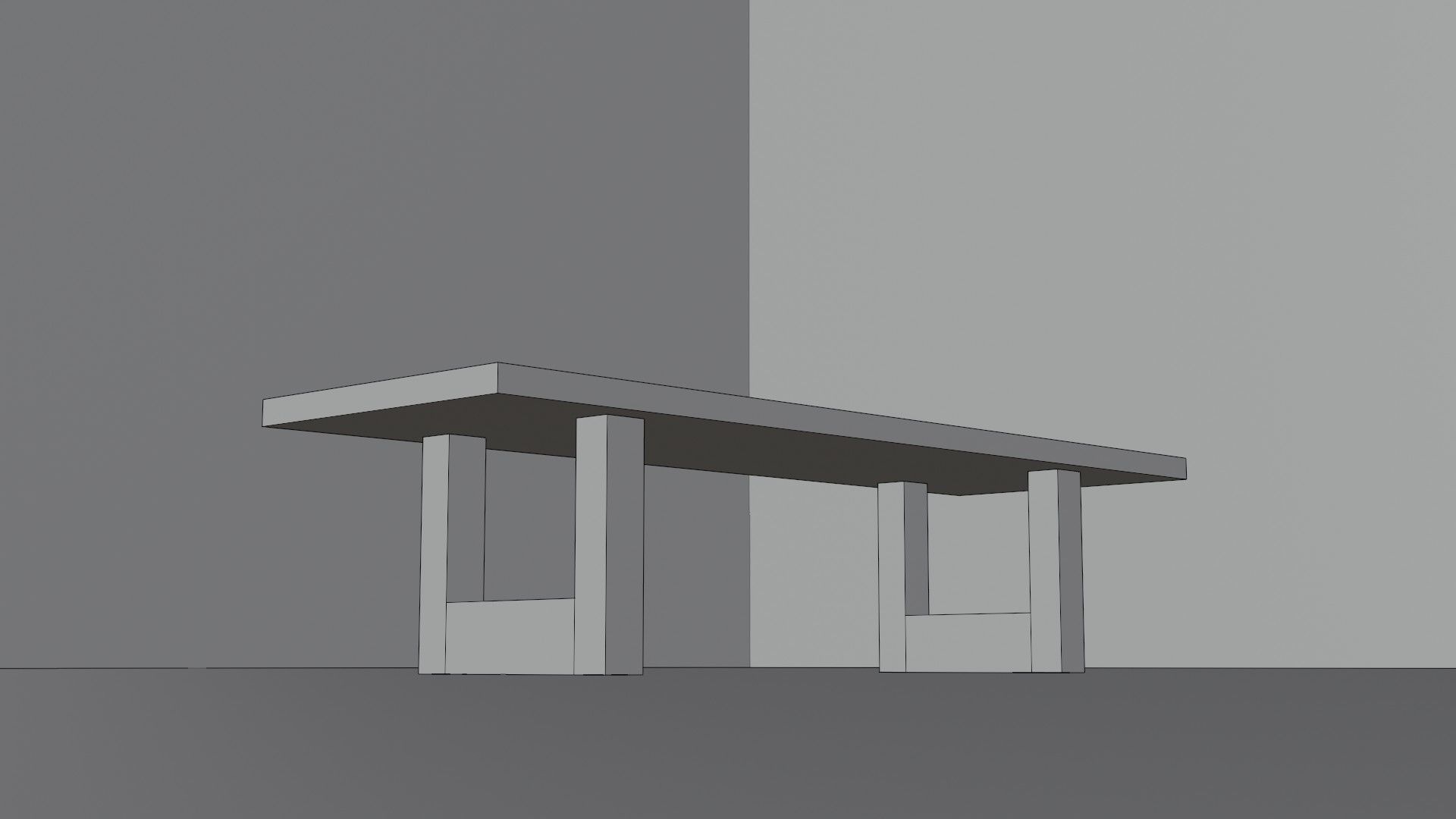 The Dining Table Low-poly 3D model_3