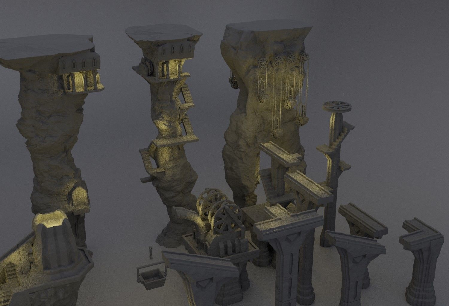 Modular Dwarf Mine Tabletop Terrain 28 MM 3D print model_1