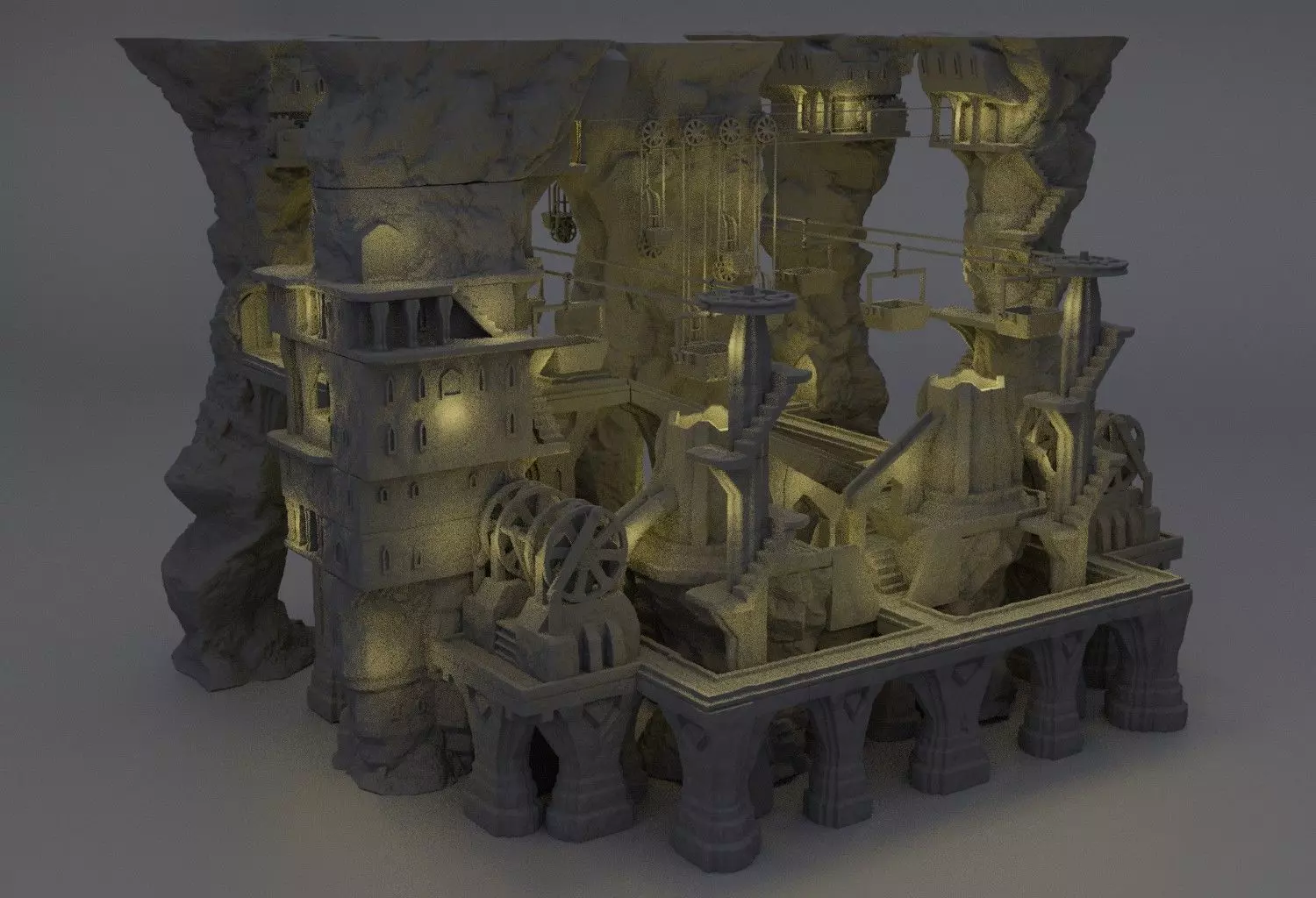 Modular Dwarf Mine Tabletop Terrain 28 MM 3D print model_0