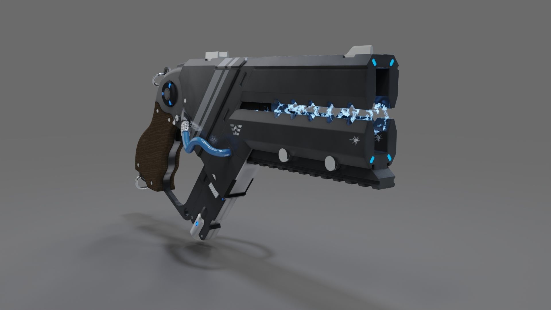 Plasma futuristic gun 3D model_4