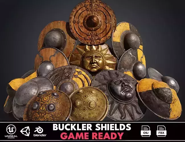 Buckler Shields Low-poly 3D model