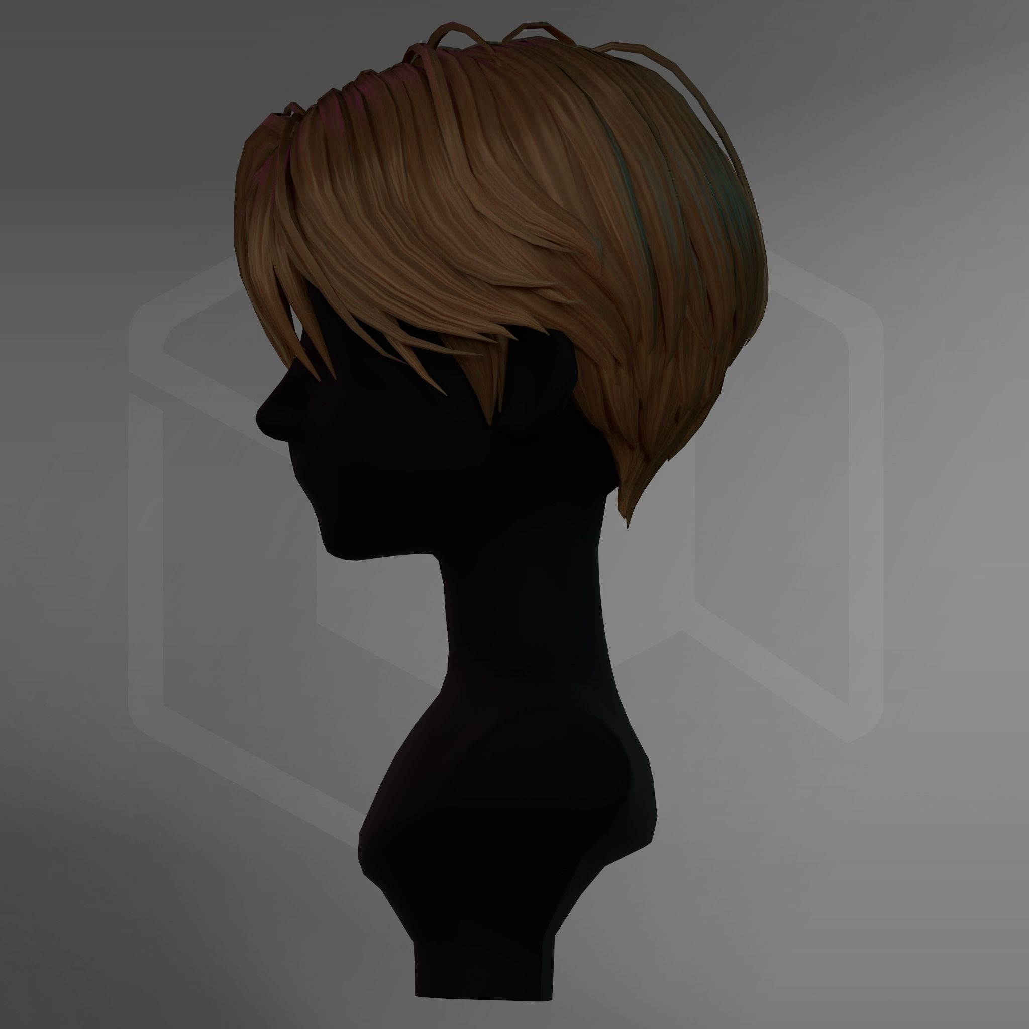 Game Hair - Stylized Male Hairstyle V2 Low-poly 3D model_9