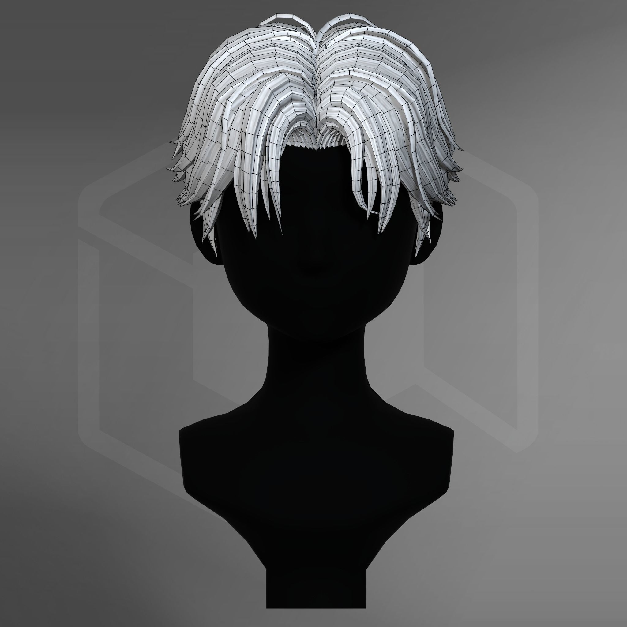 Game Hair - Stylized Male Hairstyle V2 Low-poly 3D model_10