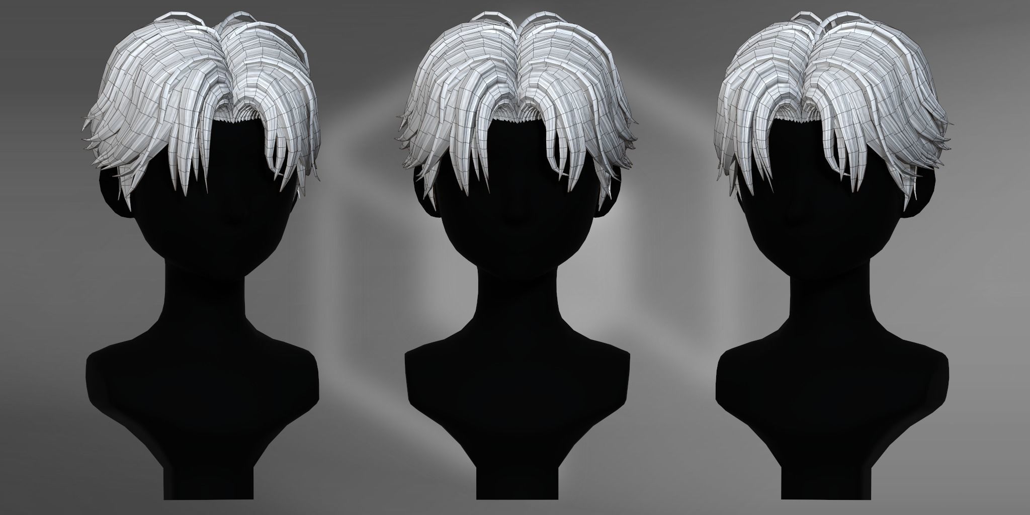Game Hair - Stylized Male Hairstyle V2 Low-poly 3D model_4