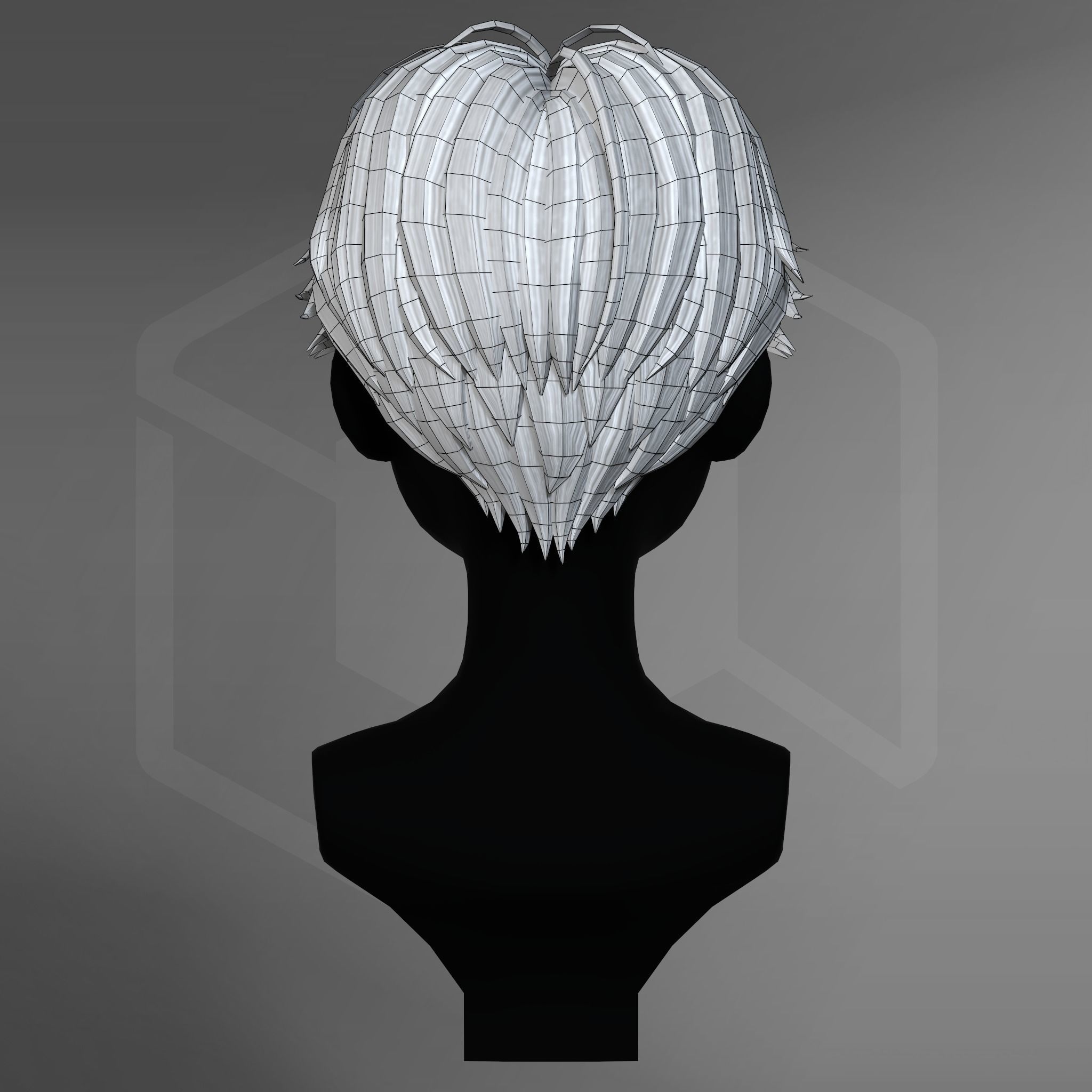 Game Hair - Stylized Male Hairstyle V2 Low-poly 3D model_11