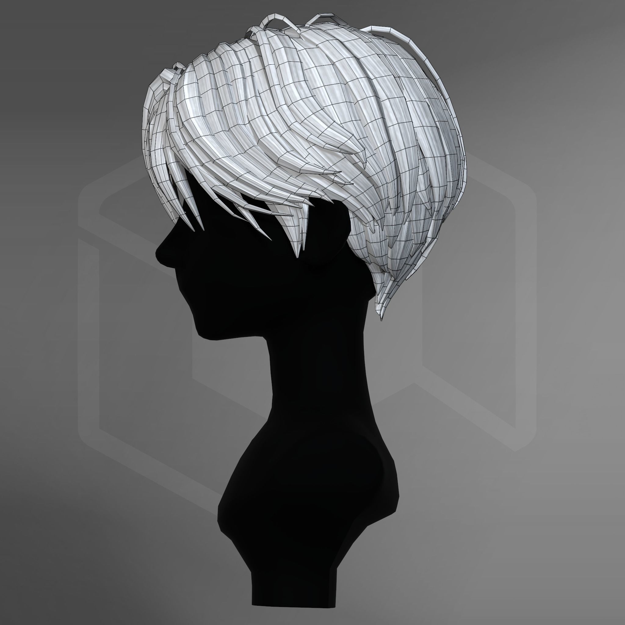 Game Hair - Stylized Male Hairstyle V2 Low-poly 3D model_13