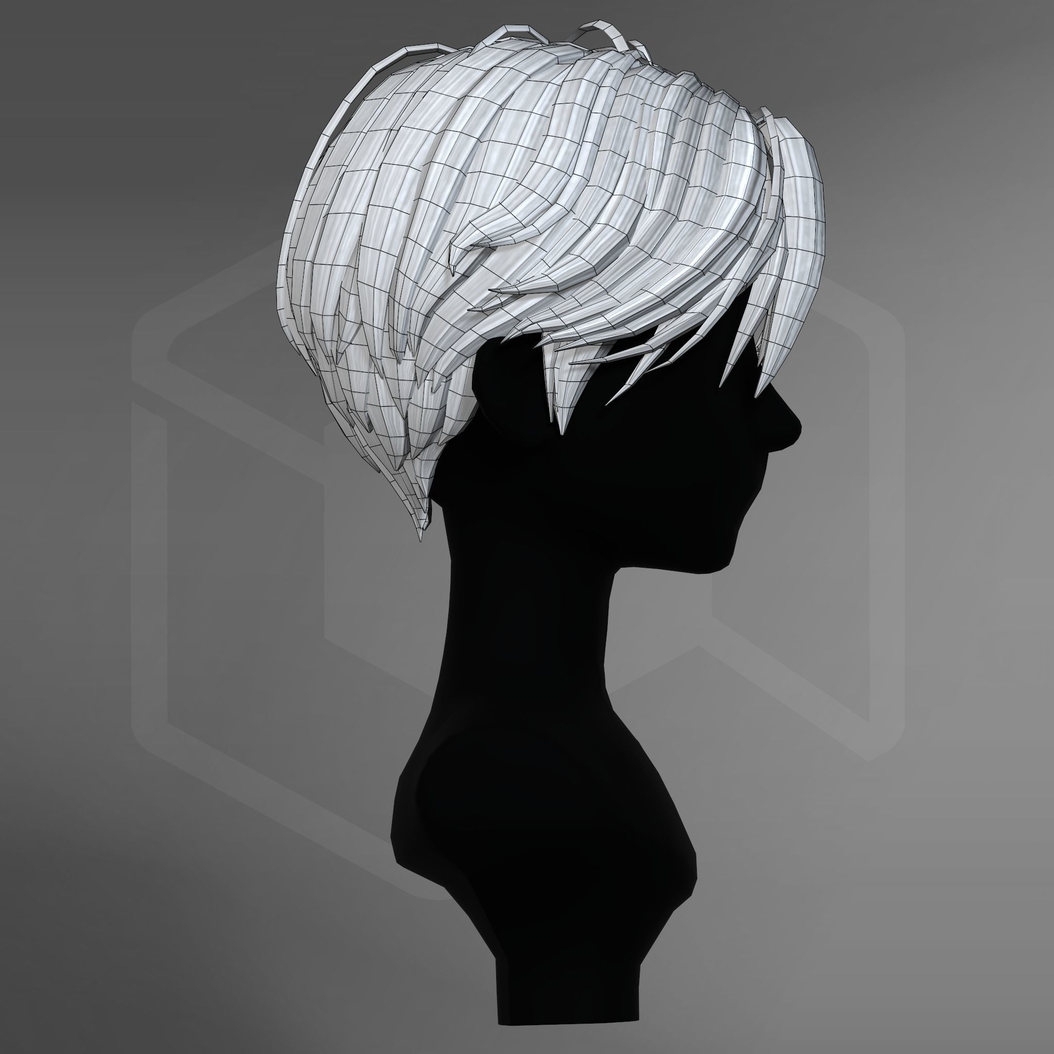 Game Hair - Stylized Male Hairstyle V2 Low-poly 3D model_12
