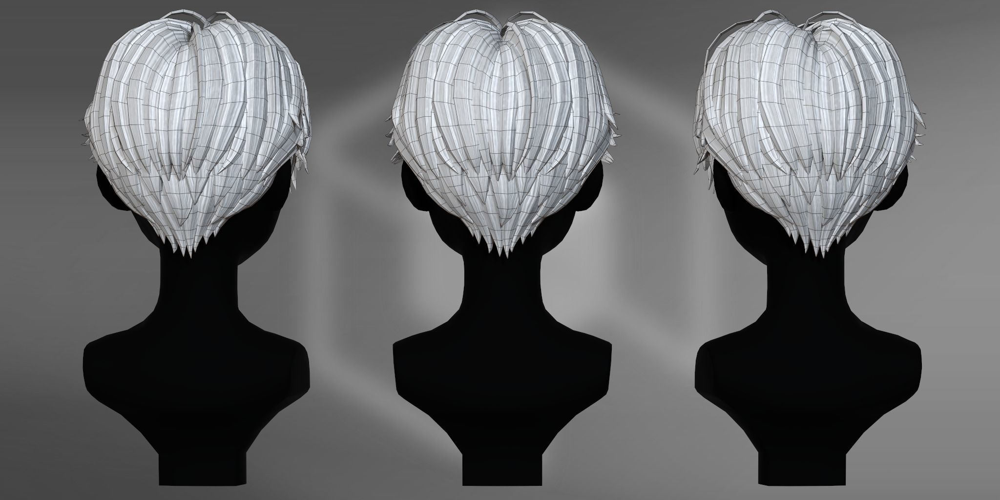 Game Hair - Stylized Male Hairstyle V2 Low-poly 3D model_5