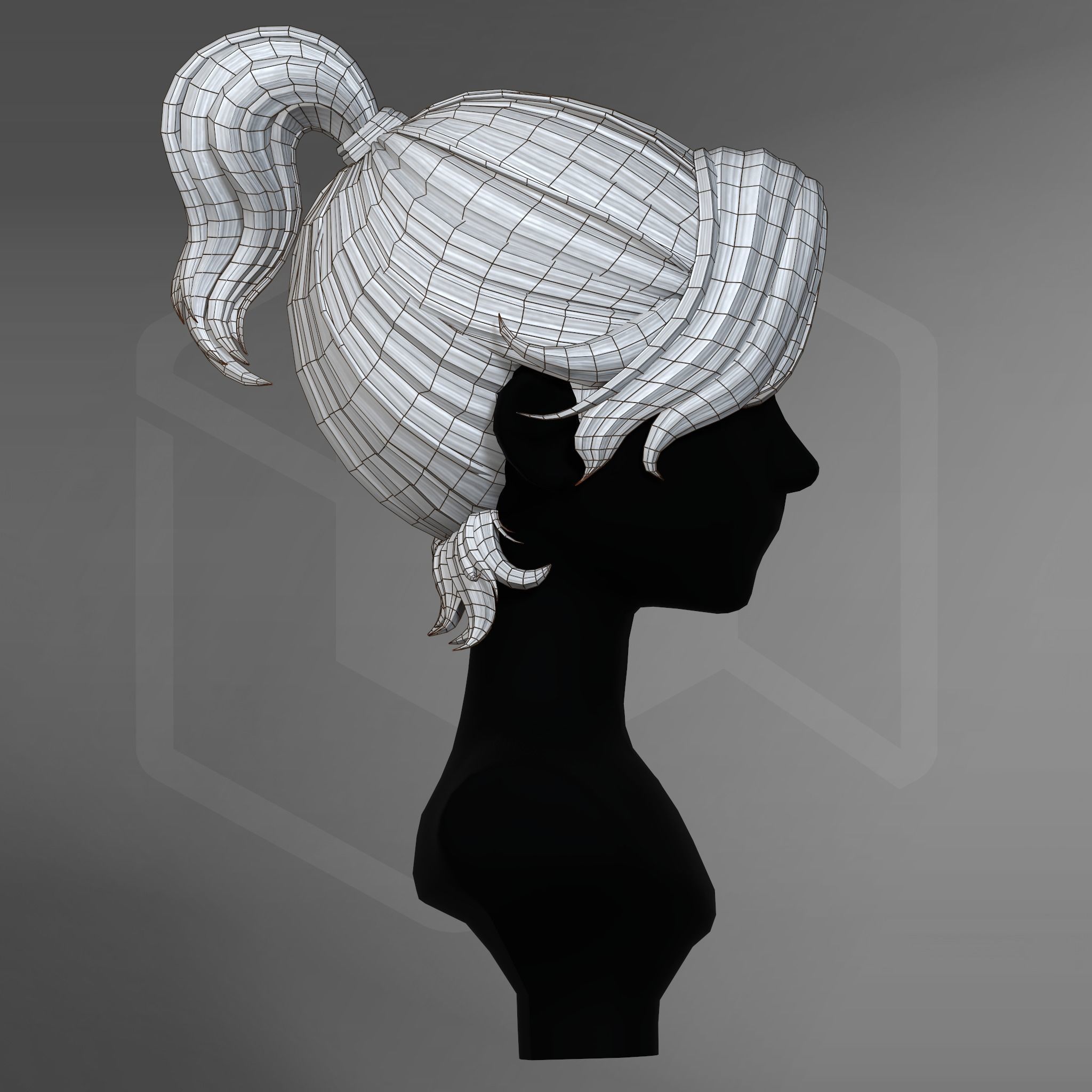 Game Hair - Stylized Male Hairstyle V4 Low-poly 3D model_12