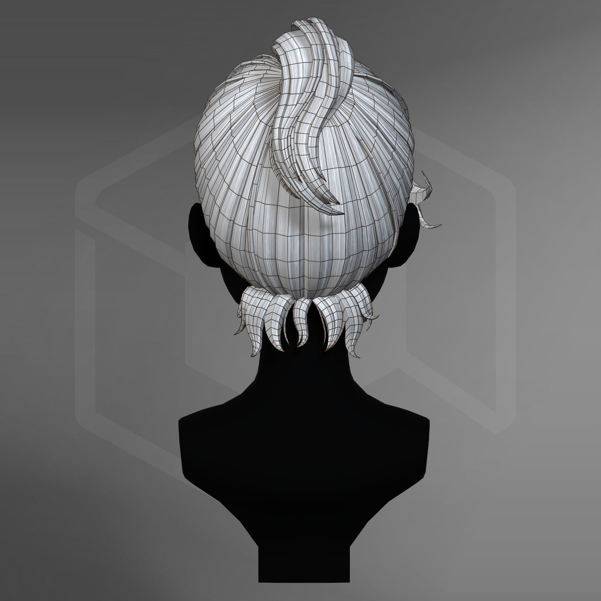 Game Hair - Stylized Male Hairstyle V4 Low-poly 3D model_10
