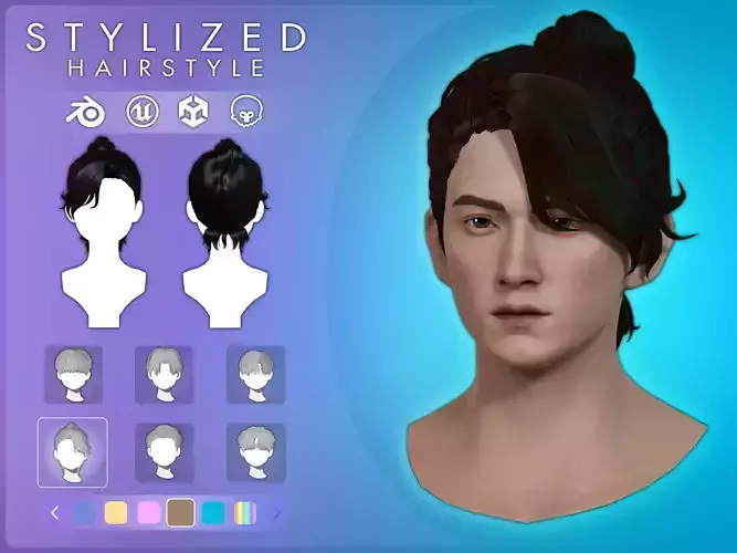 Game Hair - Stylized Male Hairstyle V4 Low-poly 3D model