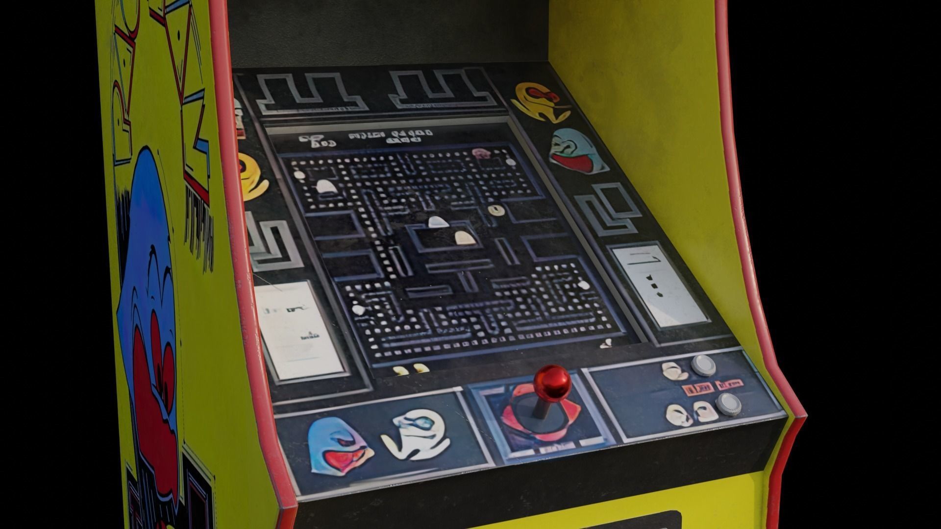 Retro Pac Man Arcade Machine 8K and 4K Textures Low-poly 3D model_6