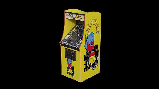 Retro Pac Man Arcade Machine 8K and 4K Textures Low-poly 3D model