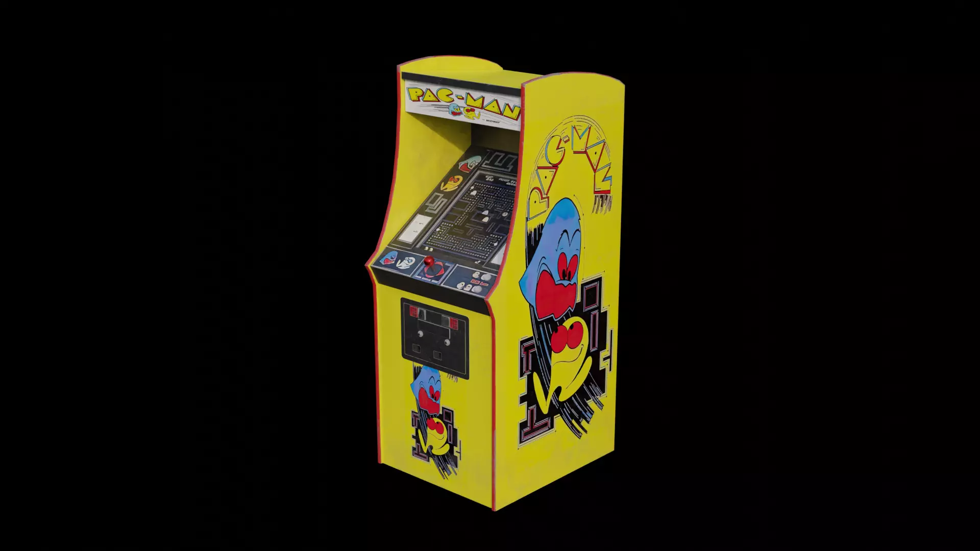 Retro Pac Man Arcade Machine 8K and 4K Textures Low-poly 3D model_0