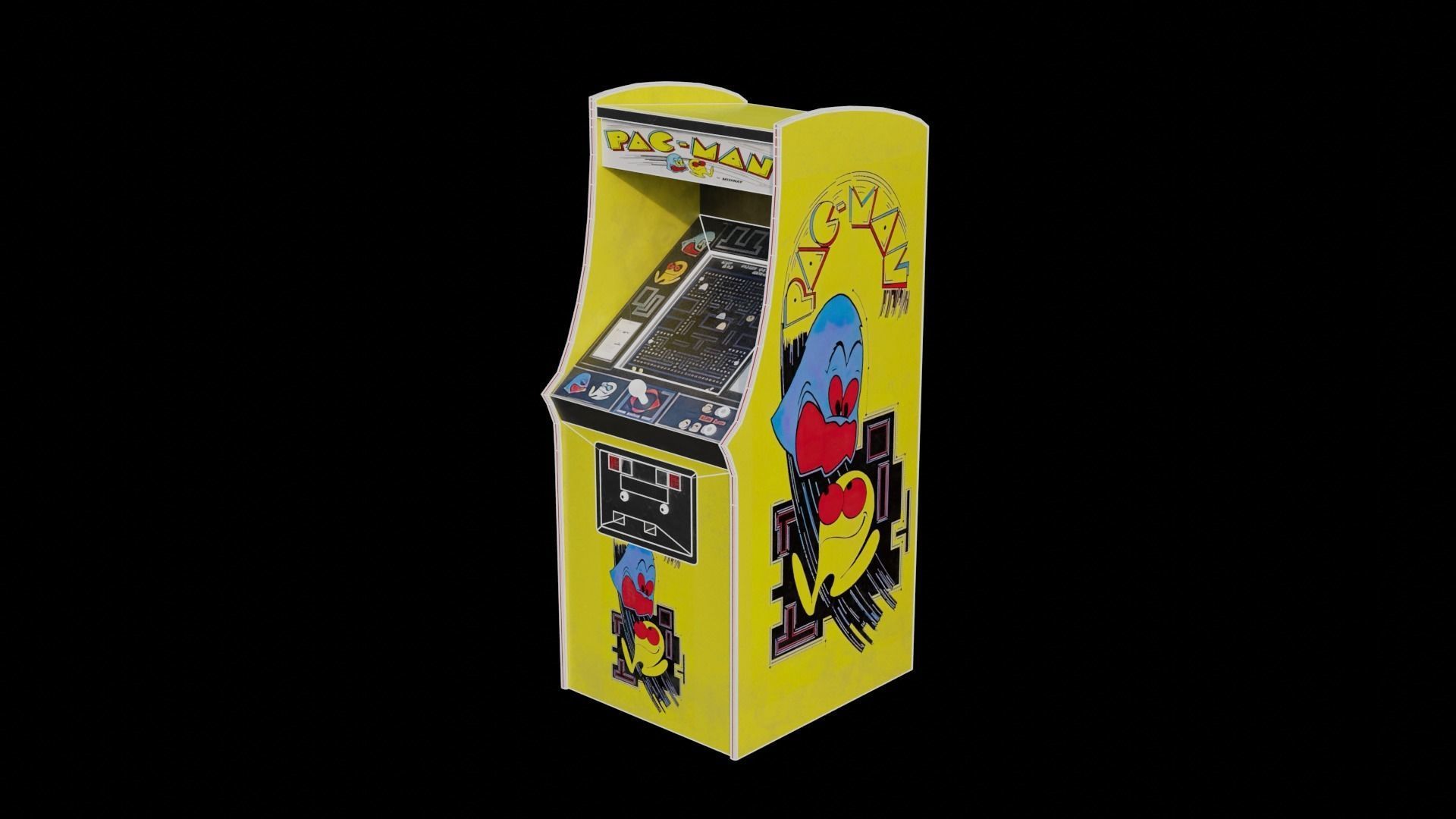 Retro Pac Man Arcade Machine 8K and 4K Textures Low-poly 3D model_1