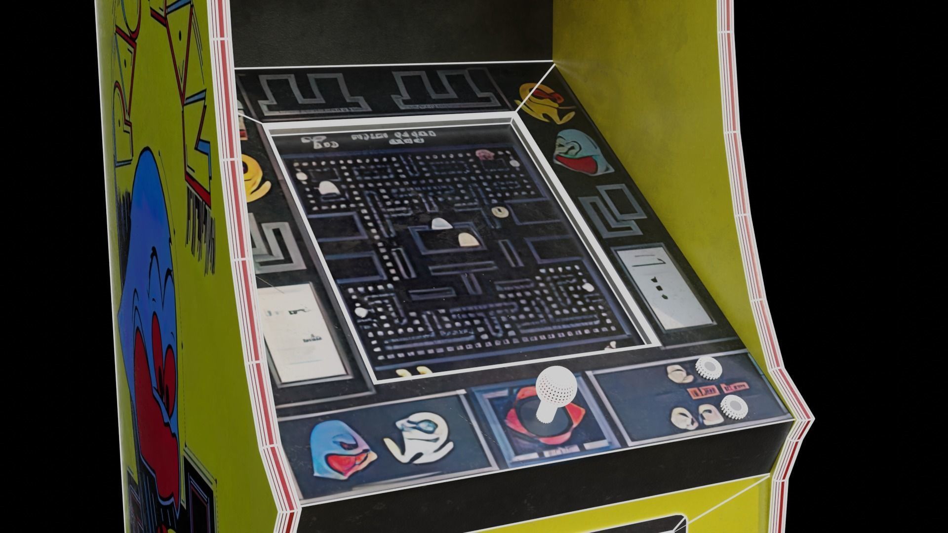 Retro Pac Man Arcade Machine 8K and 4K Textures Low-poly 3D model_5