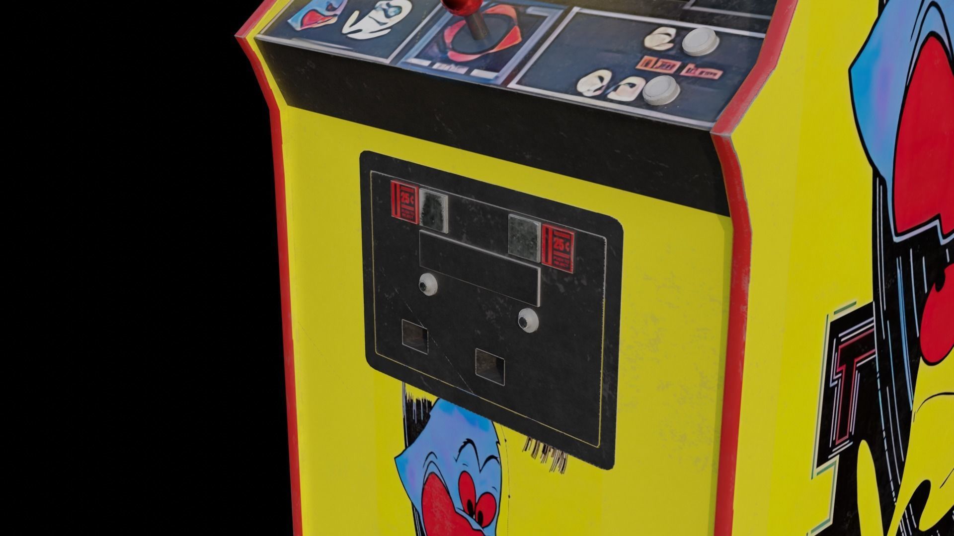 Retro Pac Man Arcade Machine 8K and 4K Textures Low-poly 3D model_4