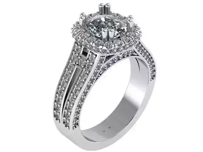 Cushion Halo Diamond Ring 0206