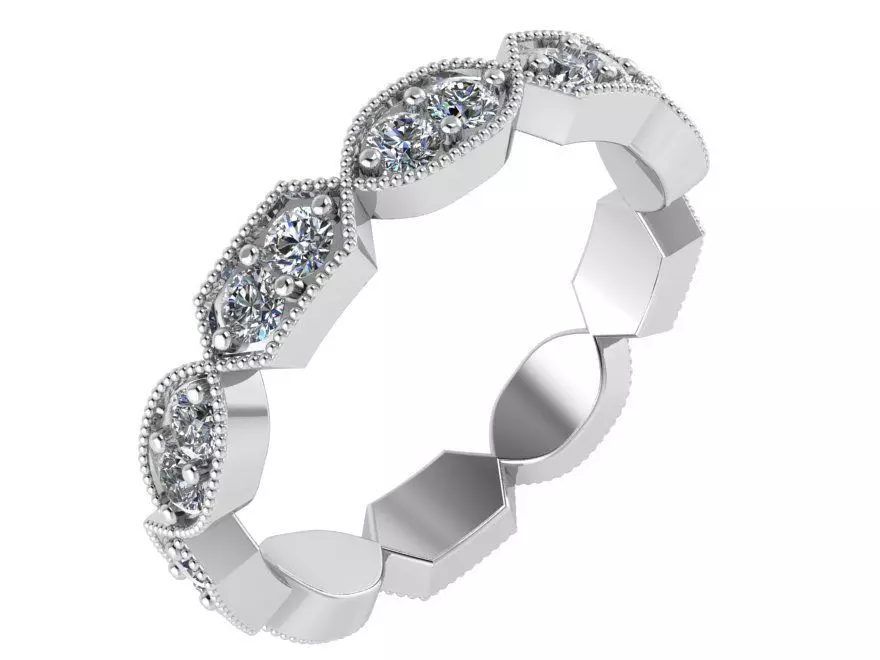 Hexagon Style Diamond Ring 0207 3D print model