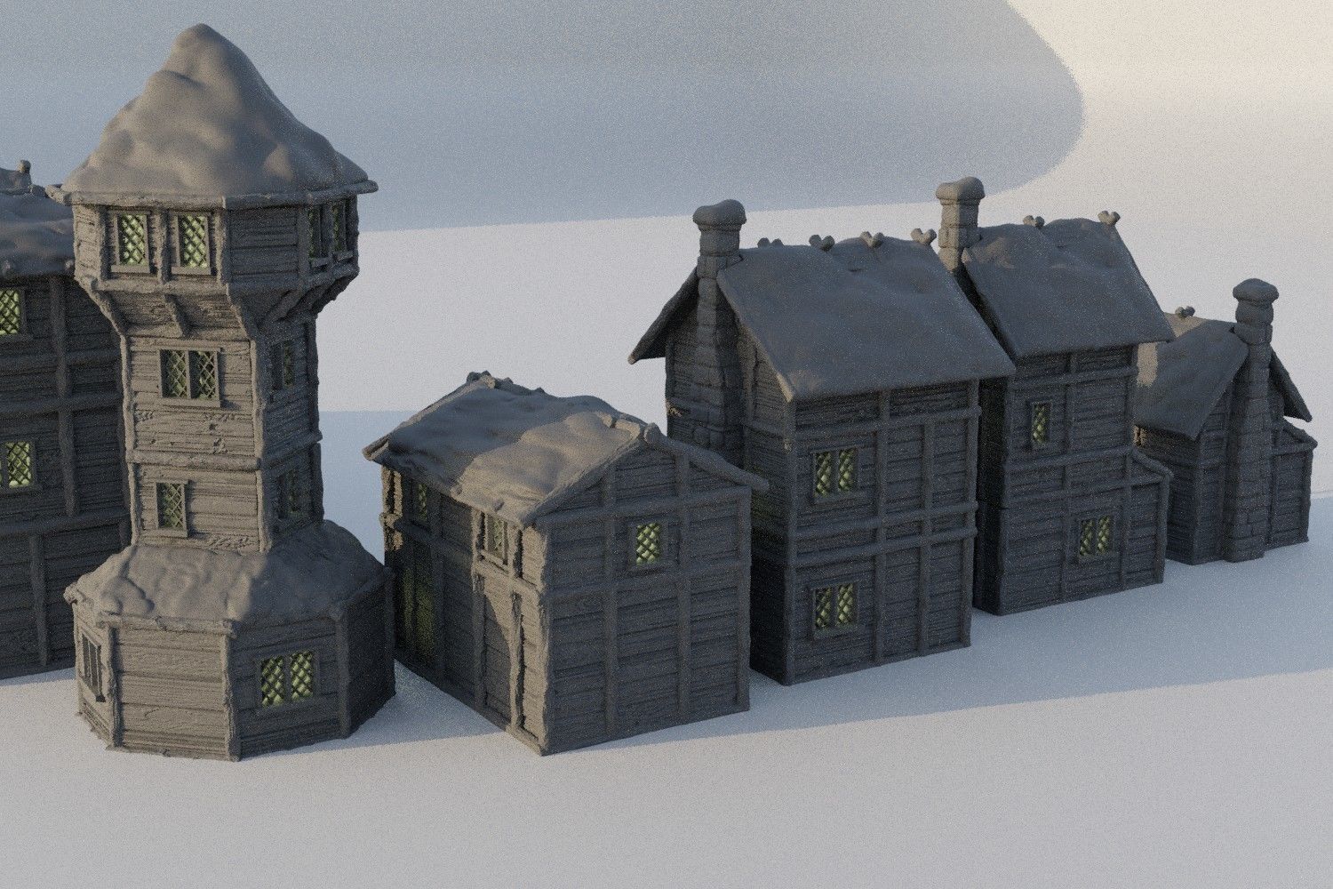 Winter Forest Village Tabletop Terrain 28 MM 3D print model_3