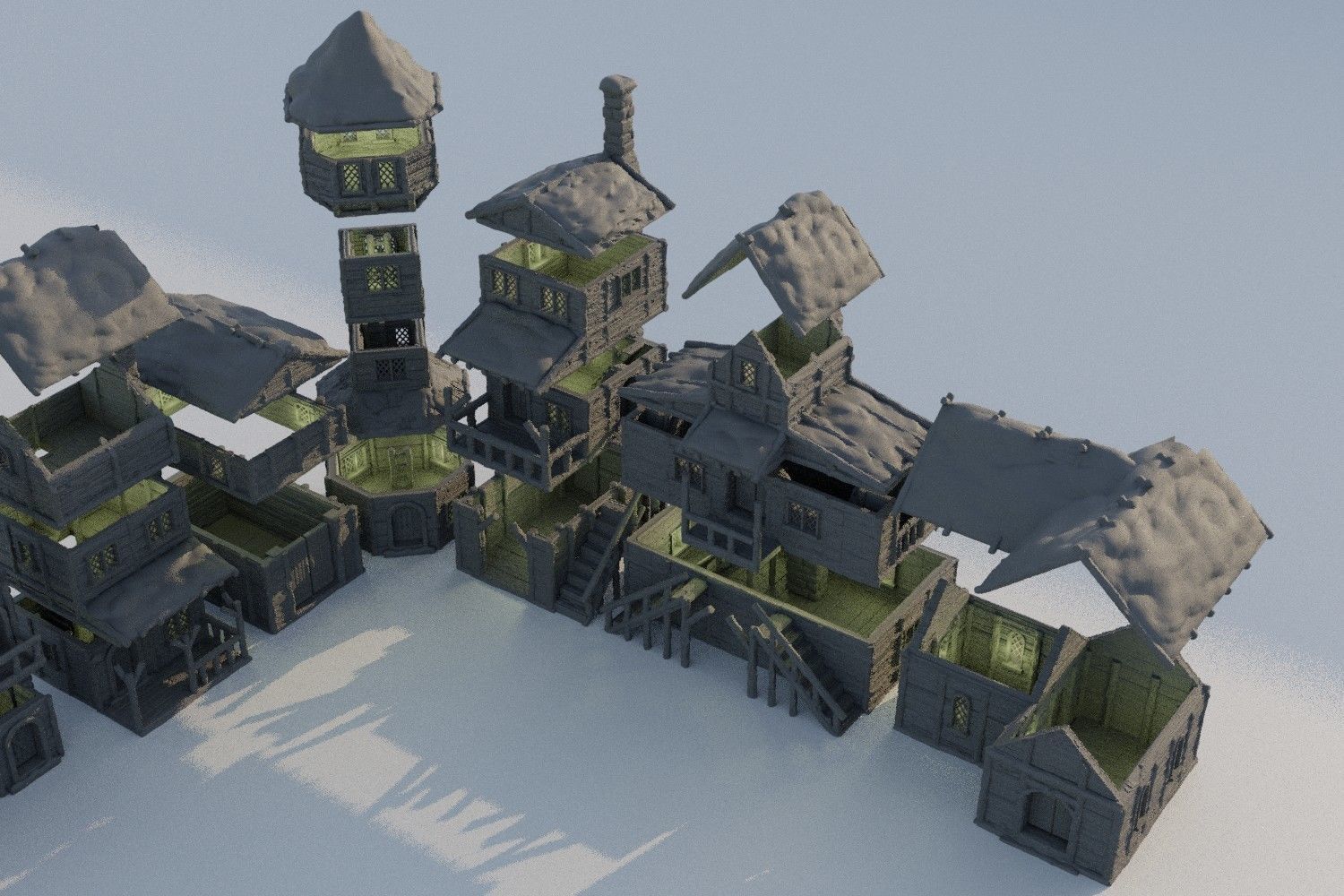 Winter Forest Village Tabletop Terrain 28 MM 3D print model_7