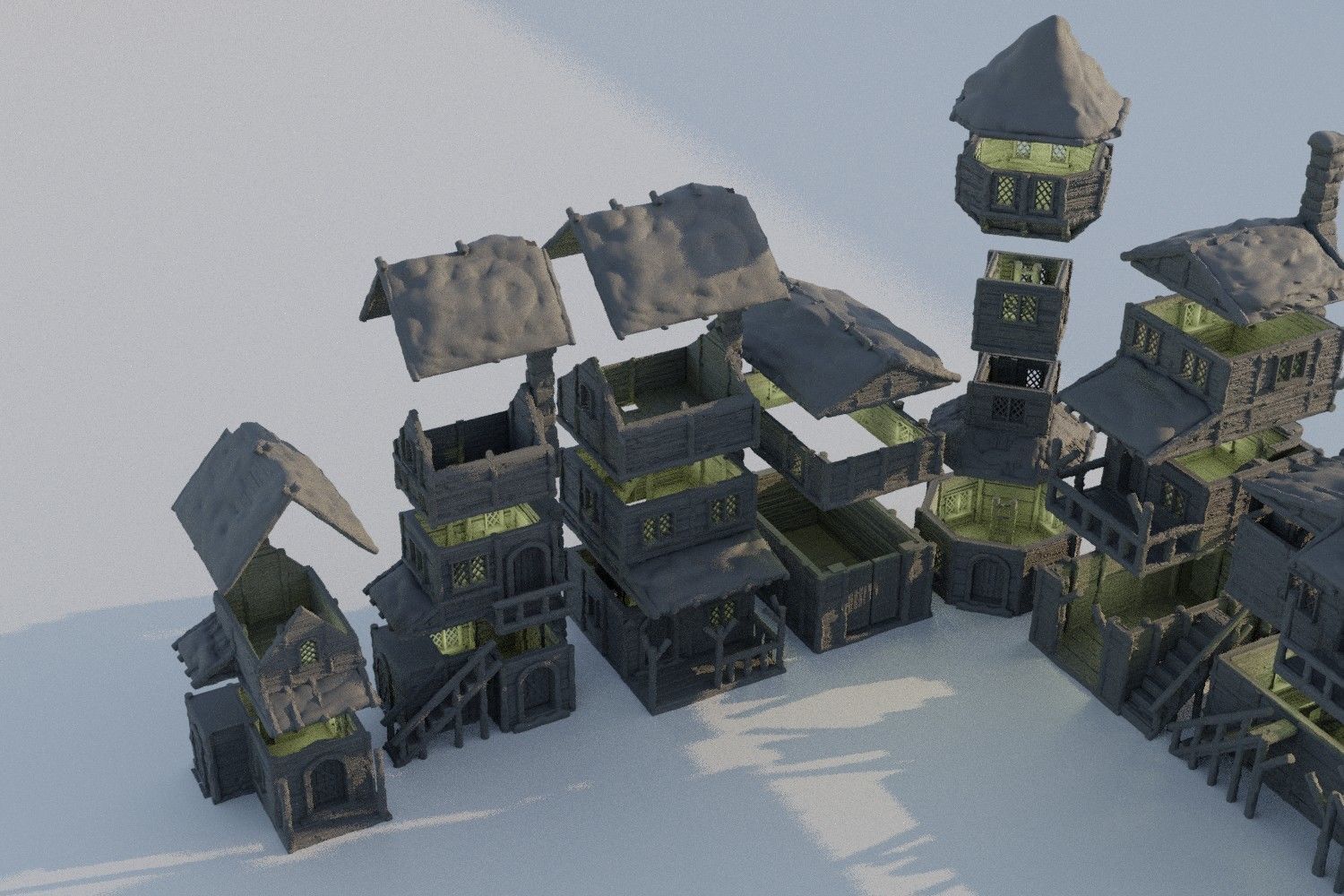 Winter Forest Village Tabletop Terrain 28 MM 3D print model_6