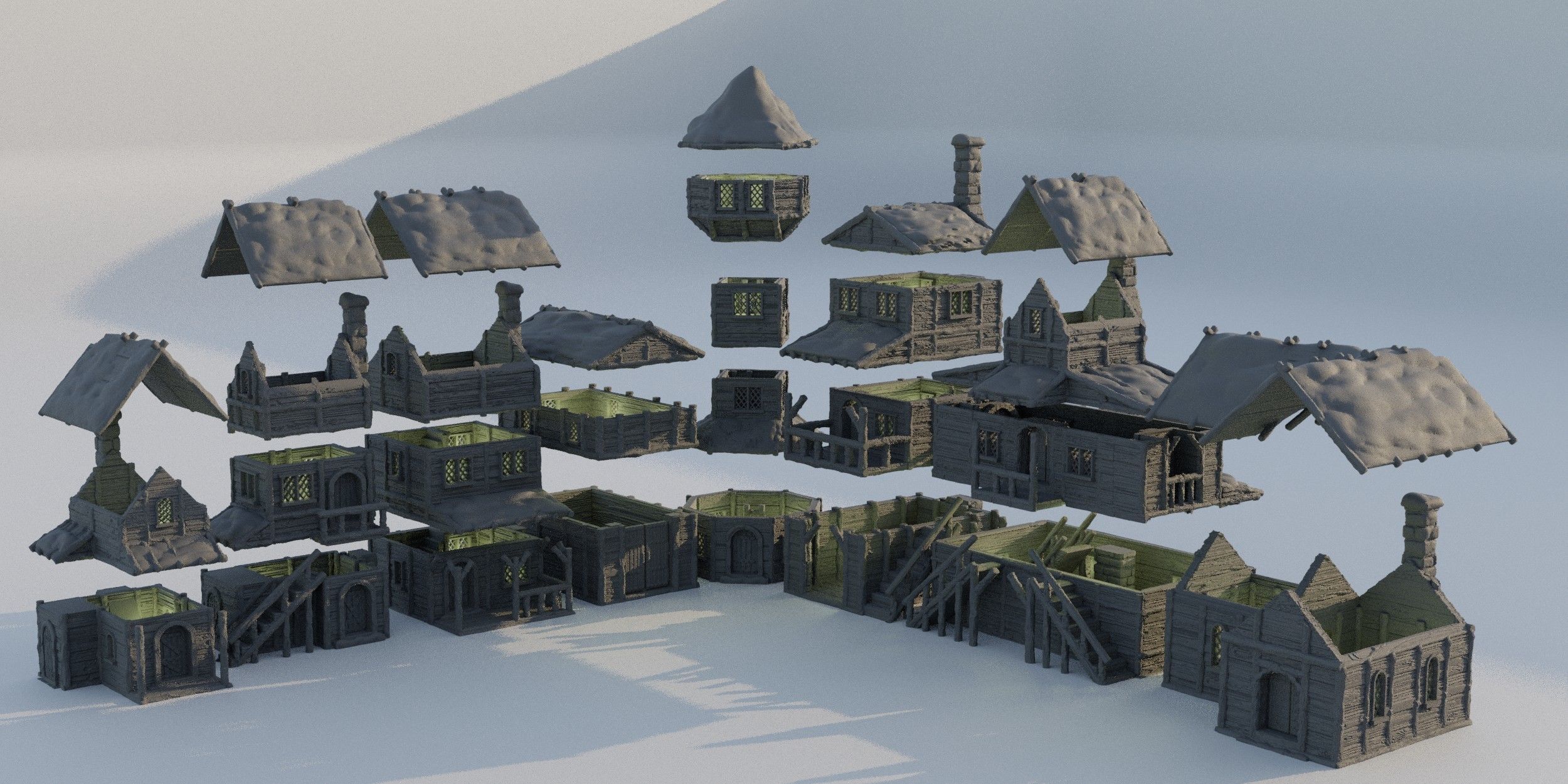 Winter Forest Village Tabletop Terrain 28 MM 3D print model_5